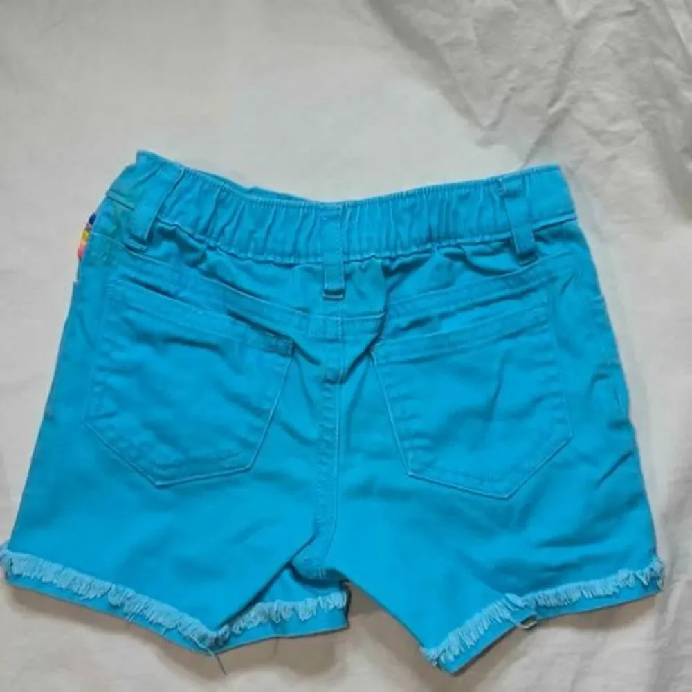 Size 4 Girls  Blue Jean shorts rainbow pockets 365 kids